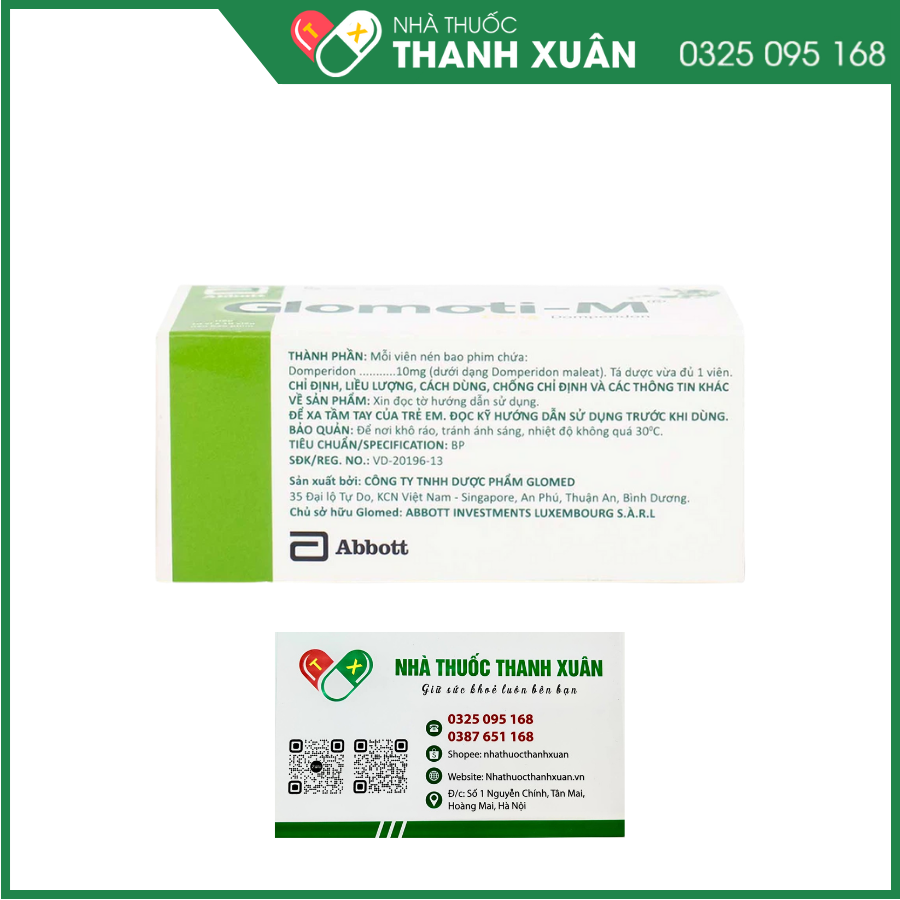 Glomoti M - Điều trị triệu chứng buồn nôn, nôn, chướng bụng, ợ hơi